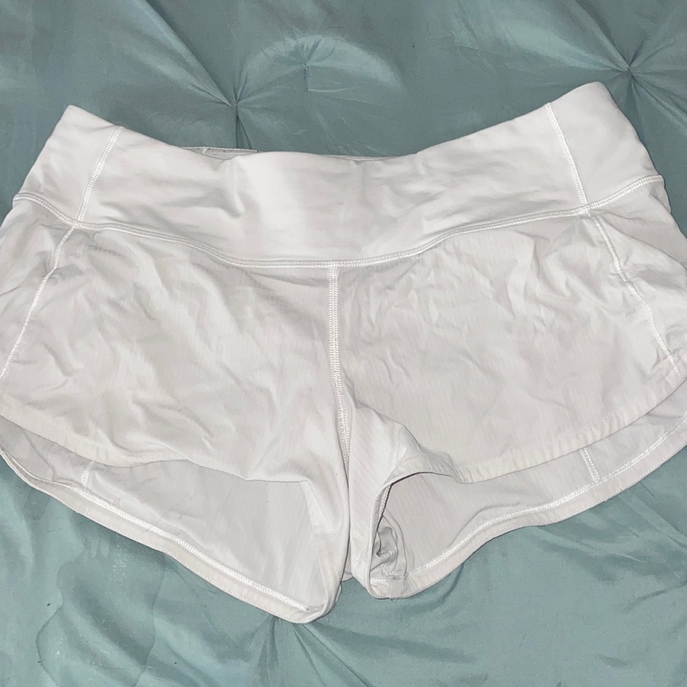 White lululemon speed up shorts